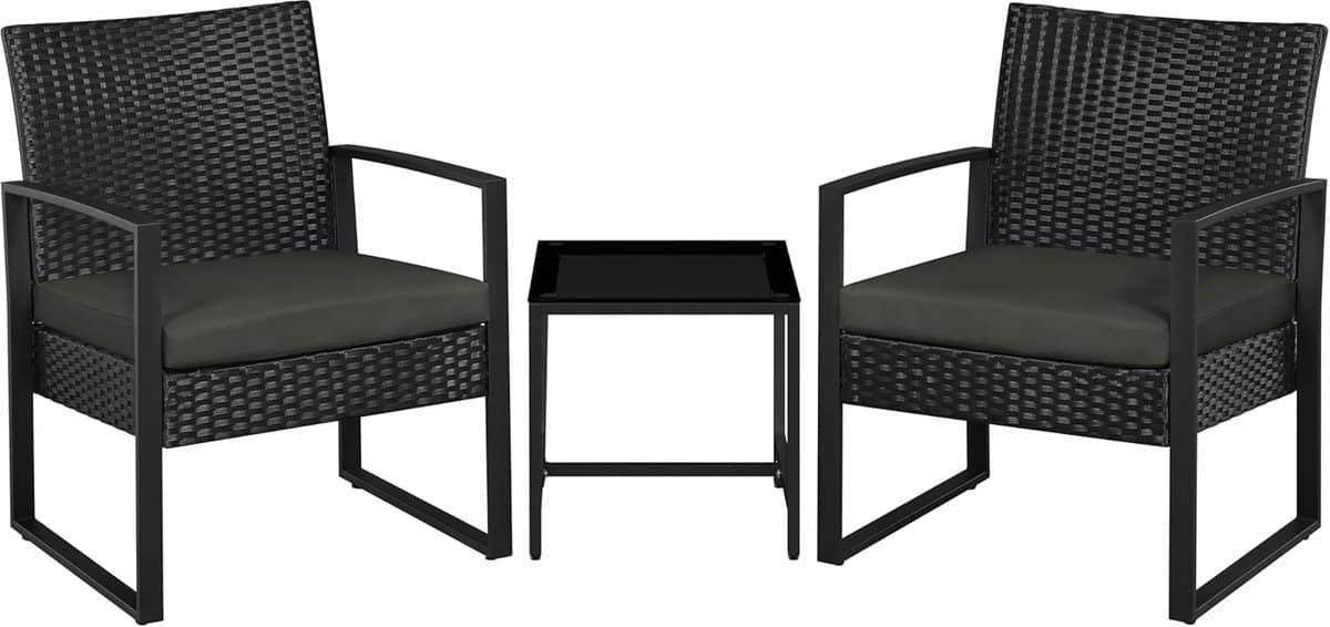 3 delige balkonset polyrotan met zitkussens