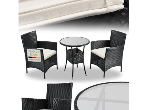 3-delige Balkonset voor 2 Personen - Weerbestendige Tuinmeubelset met Tafel