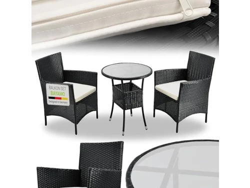 3-delige Balkonset voor 2 Personen - Weerbestendige Tuinmeubelset met Tafel