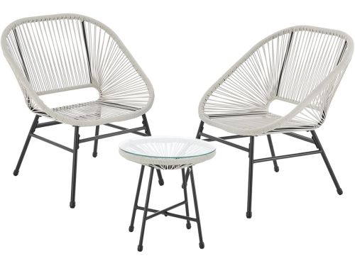 3-delige Balkonsets met Stoelen en Bijzettafel Wit - Weerbestendig