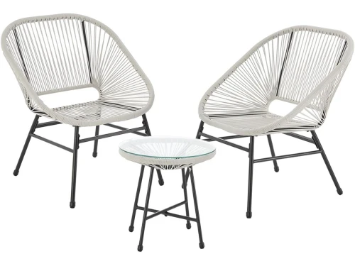 3-delige Balkonsets met Stoelen en Bijzettafel Wit - Weerbestendig