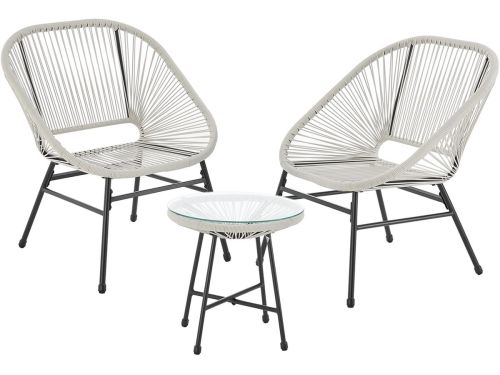 3-delige Balkonsets met Stoelen en Bijzettafel Wit - Weerbestendig