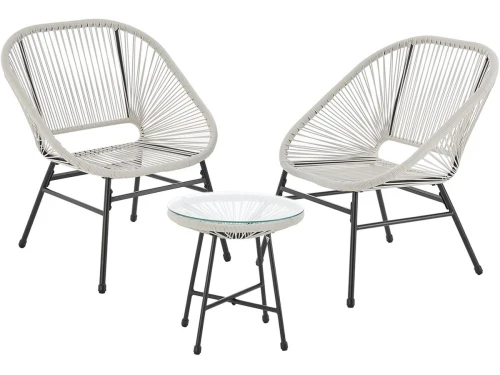 3-delige Balkonsets met Stoelen en Bijzettafel Wit - Weerbestendig