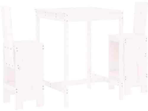 3-delige Barset | Loungeset | Tuinset massief grenenhout wit