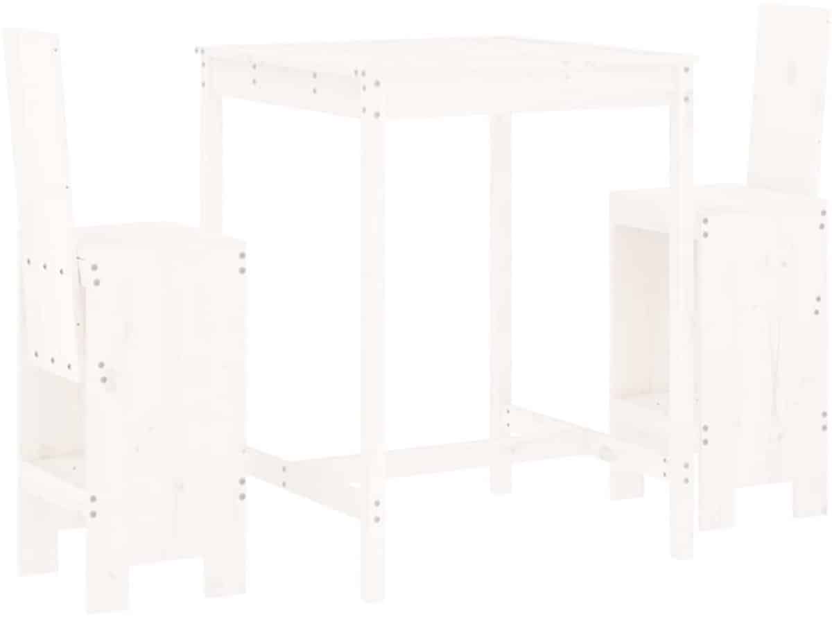 3 delige barset | loungeset | tuinset massief grenenhout wit