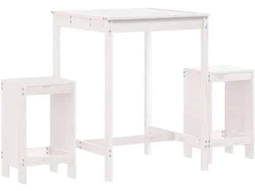 3-delige Barset | Loungeset | Tuinset massief grenenhout wit