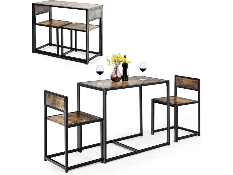 3-delige Bartafelset met 2 Stoelen - Compact Diner-/Bistroset voor Keuken