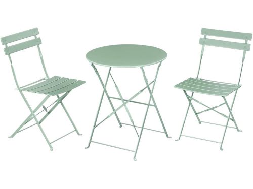 3-delige Bistroset Balkon of Tuin - Inklapbare Metalen Tafel met