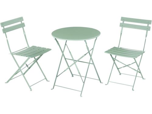 3-delige Bistroset Balkon of Tuin - Inklapbare Metalen Tafel met