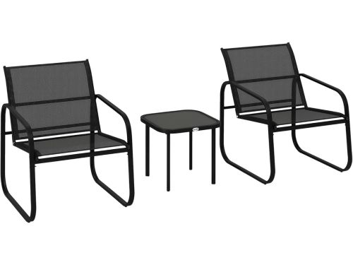 3-Delige Bistroset Buiten - Metalen Terrasset met Glazen Tafel voor