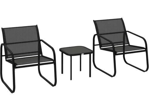 3-Delige Bistroset Buiten - Metalen Terrasset met Glazen Tafel voor