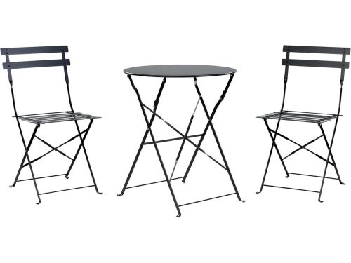 3-delige Bistroset Buiten Zwart Inklapbaar Rond Tafel en 2 Stoelen