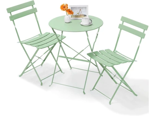3-Delige Bistroset met 2 Klapstoelen en Ronde Tafel voor Balkon