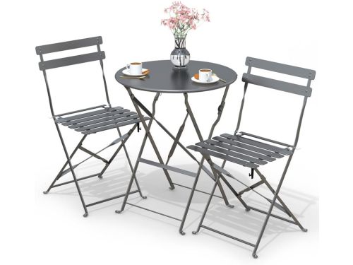 3-delige bistroset met opvouwbare tafel en stoelen voor balkon en
