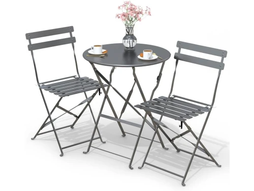 3-delige bistroset met opvouwbare tafel en stoelen voor balkon en