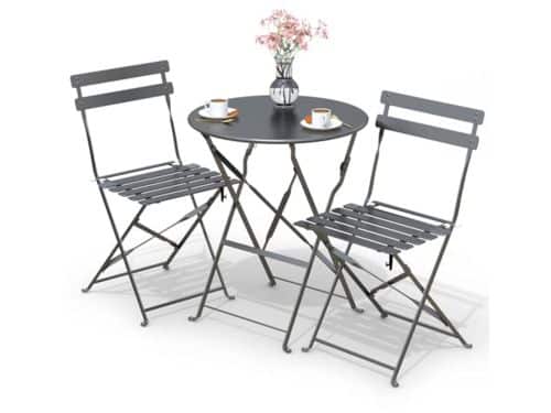 3-delige bistroset met opvouwbare tafel en stoelen voor balkon en