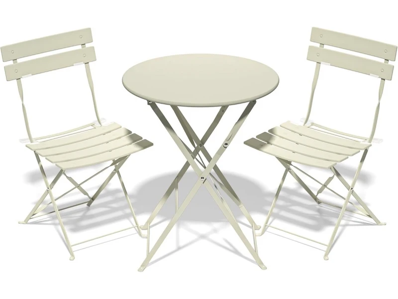 3-Delige Bistroset met Opvouwbare Tuinstoelen en Tafel voor Balkon