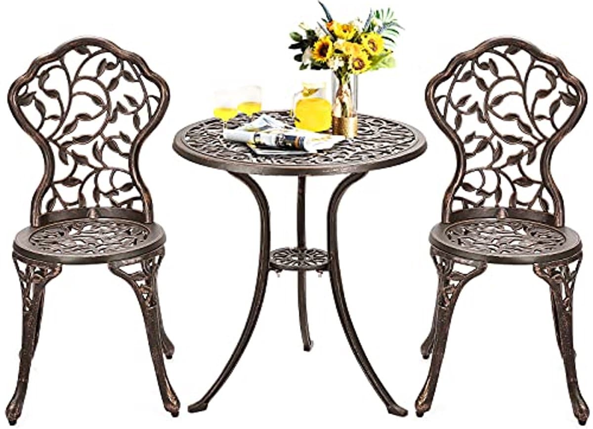 3 delige bistroset met ronde tafel en stoelen voor tuin en