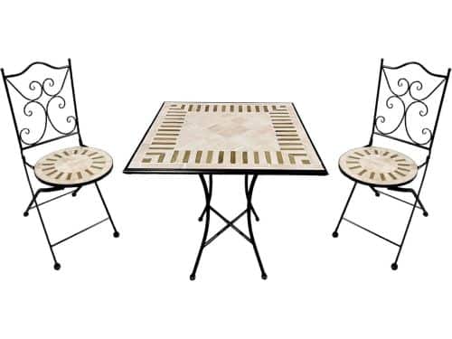 3-Delige Bistroset met Vierkante Tafel en 2 Stoelen