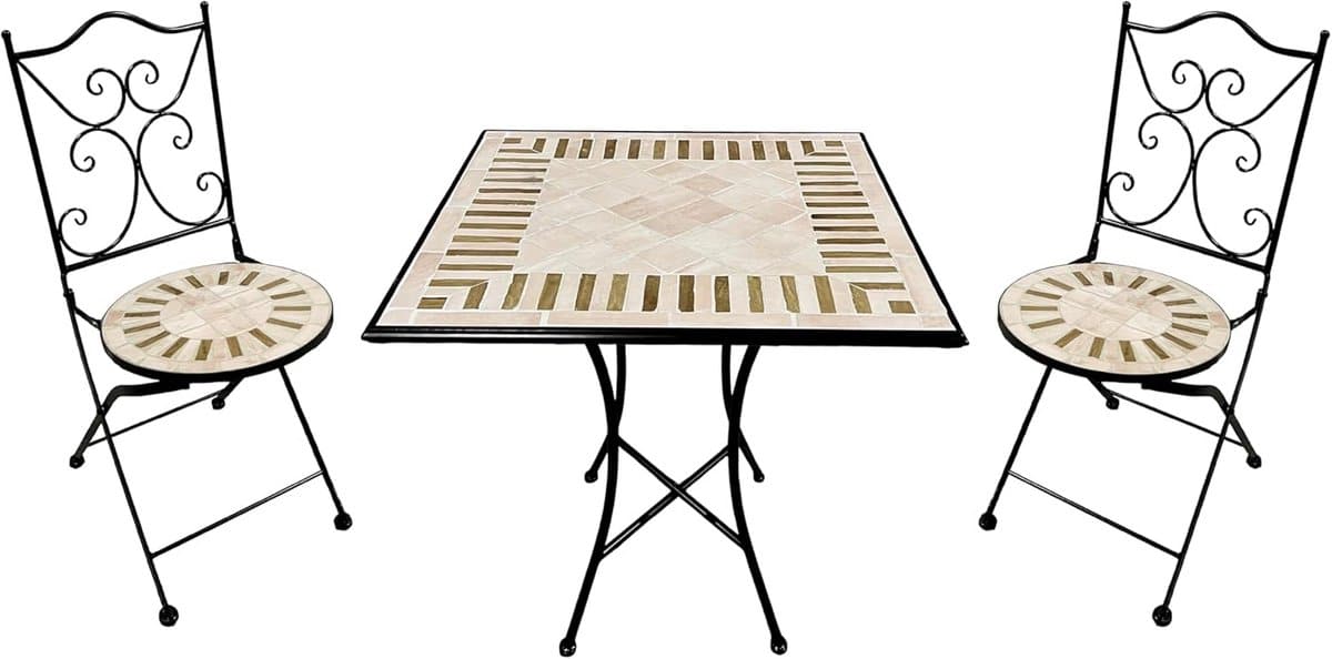 3 delige bistroset met vierkante tafel en 2 stoelen