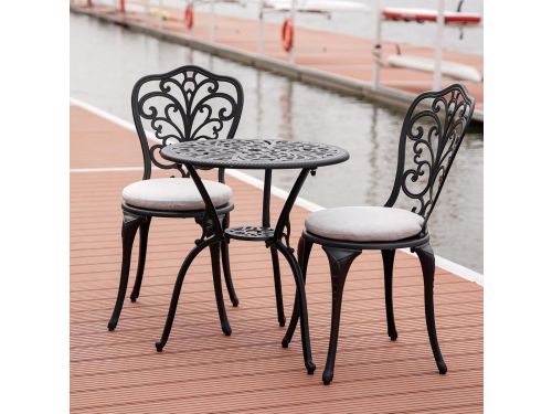 3-delige Bistroset Tuin met Kussens en Parasolgat