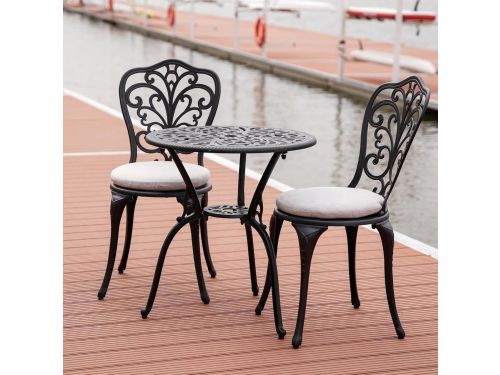 3-delige Bistroset Tuin met Kussens en Parasolgat