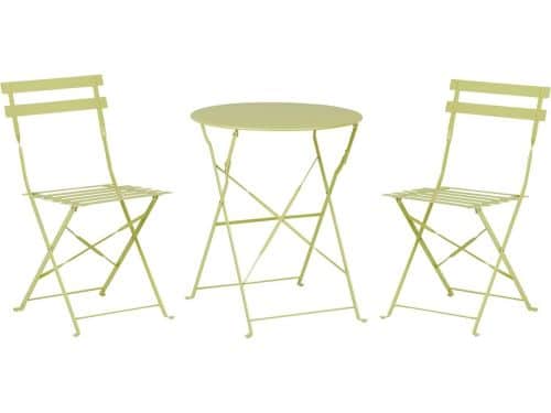 3-delige bistroset voor balkon en terras - Limoengroen metalen tafel