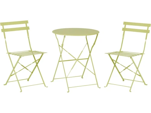 3-delige bistroset voor balkon en terras - Limoengroen metalen tafel