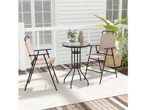 3-delige Bistroset voor Balkon en Tuin: Ronde Tafel met 2