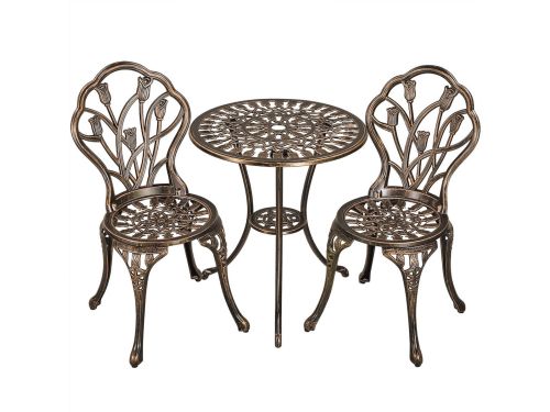 3-delige Bistroset voor Balkon of Tuin - Gegoten Aluminium met