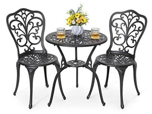 3-delige bistroset voor buiten - Gegoten aluminium terrasset voor tuin