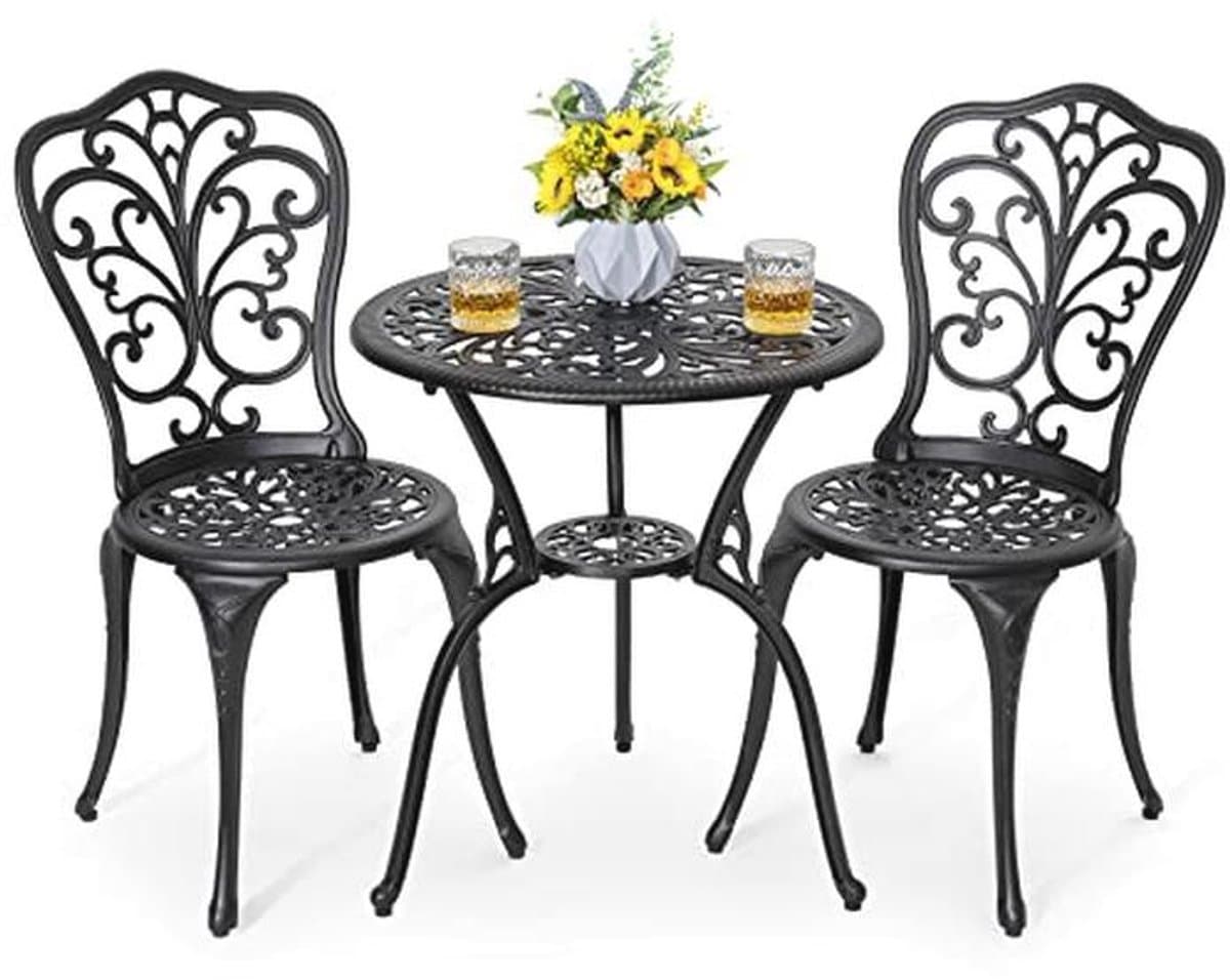 3 delige bistroset voor buiten gegoten aluminium terrasset voor tuin