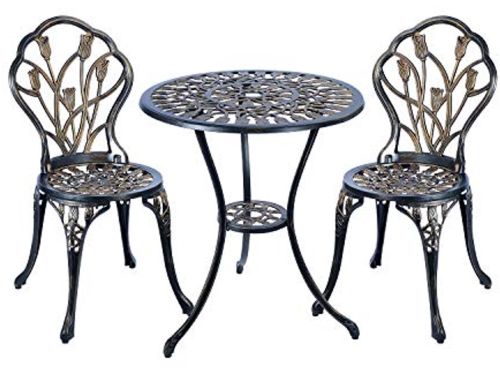 3-delige Bistroset voor Buiten - Roestbestendige Aluminium Tafel en Stoelen