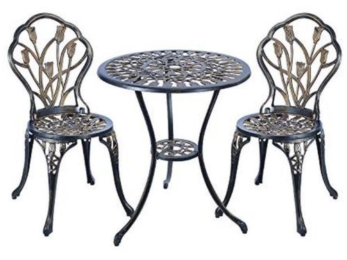 3-delige Bistroset voor Buiten - Roestbestendige Aluminium Tafel en Stoelen