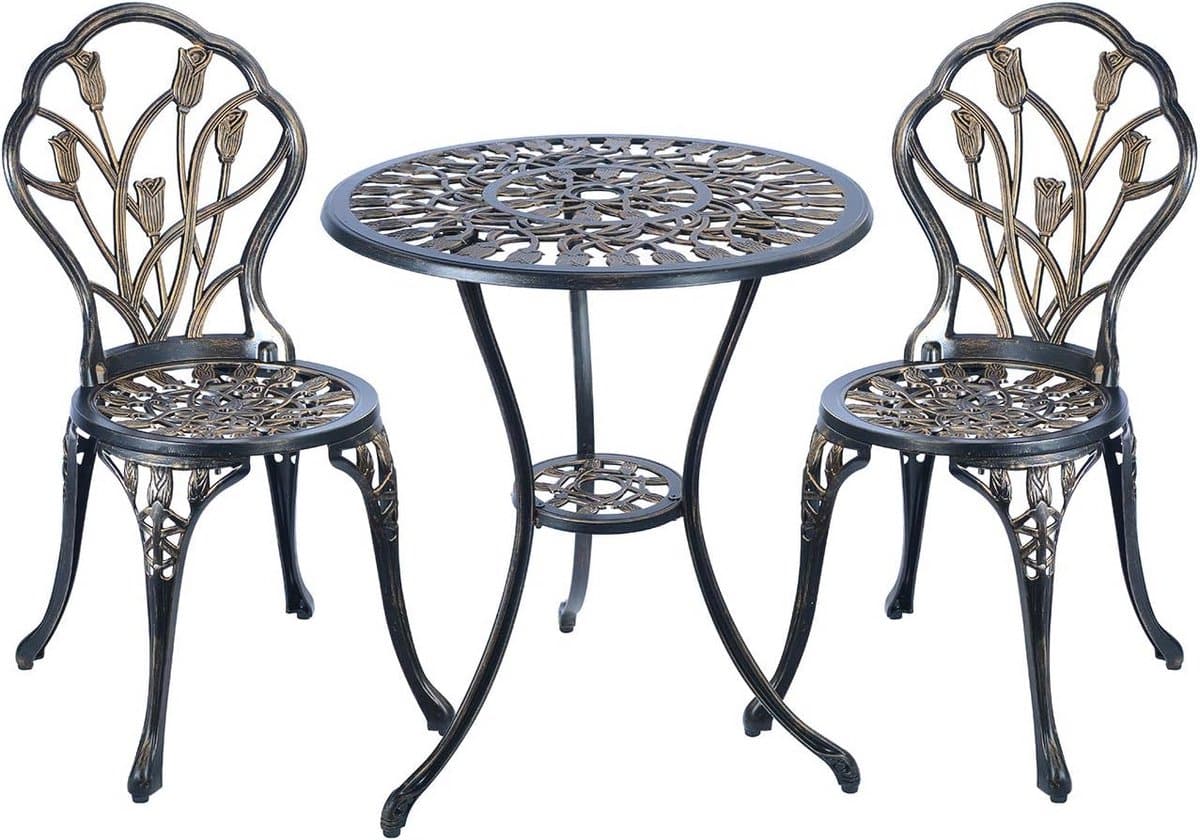 3 delige bistroset voor buiten roestbestendige aluminium tafel en stoelen