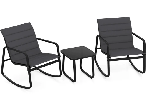 3-Delige Bistroset voor Buiten Schommelstoelen met Tafel van Gehard Glas