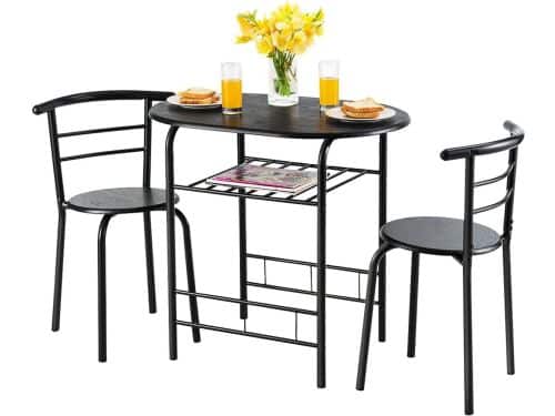 3-Delige Eet- en Balkonset: Tafel met 2 Opklapbare Stoelen