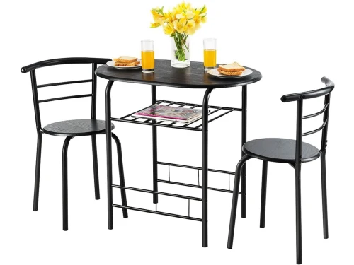 3-Delige Eet- en Balkonset: Tafel met 2 Opklapbare Stoelen