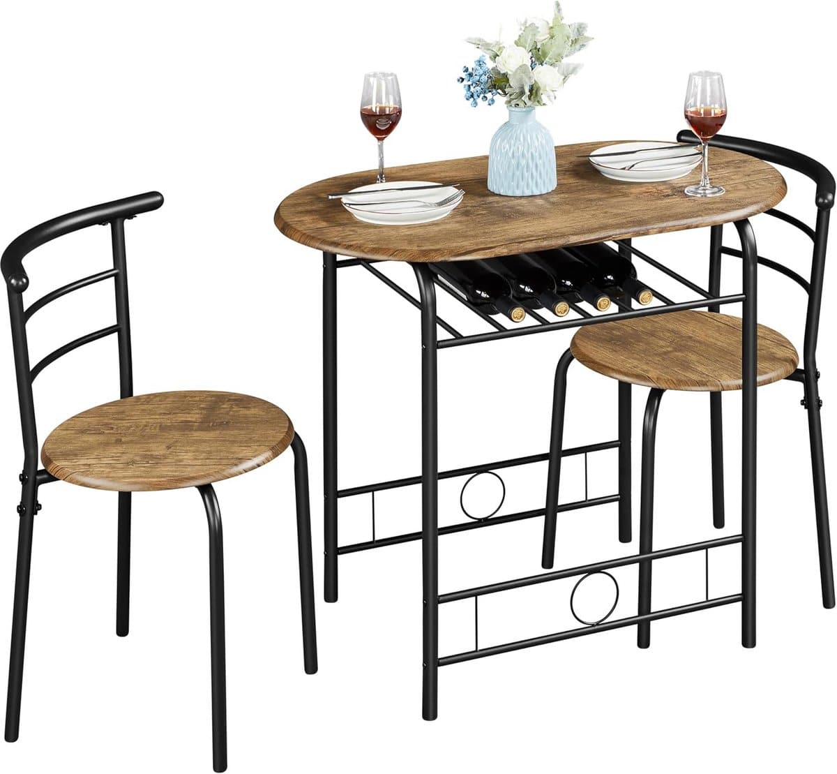 3 delige houten balkonset met tafel en 2 stoelen