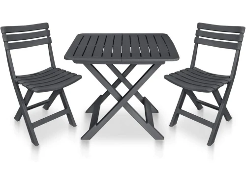 3-Delige Inklapbare Bistroset Tuinmeubelen Balkon Zitgroep met Klaptafel en 2