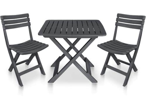 3-Delige Inklapbare Bistroset Tuinmeubelen Balkon Zitgroep met Klaptafel en 2