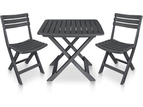3-Delige Inklapbare Bistroset Tuinmeubelen Balkon Zitgroep met Klaptafel en 2