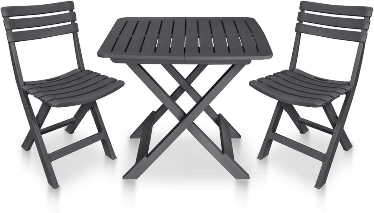 3 delige inklapbare bistroset tuinmeubelen balkon zitgroep met klaptafel en 2
