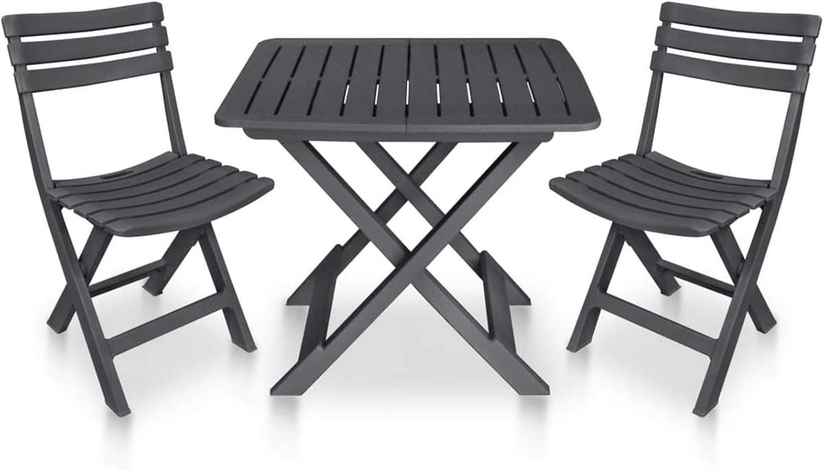 3 delige inklapbare bistroset tuinmeubelen balkon zitgroep met klaptafel en 2