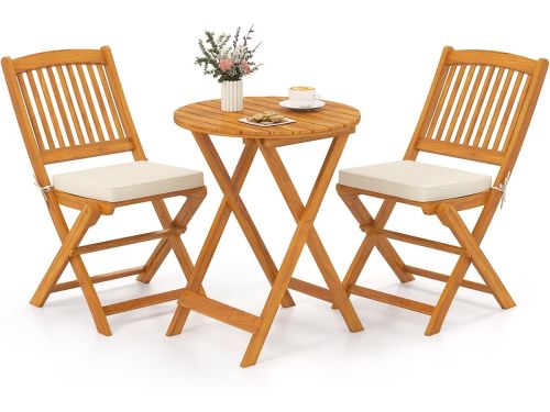 3-delige Inklapbare Tuinmeubelset van Acaciahout - Balkonset met Ronde Tafel