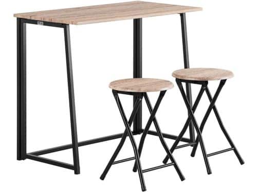 3-delige Klaptafel Set met 2 Krukken - Opvouwbare Eettafel voor