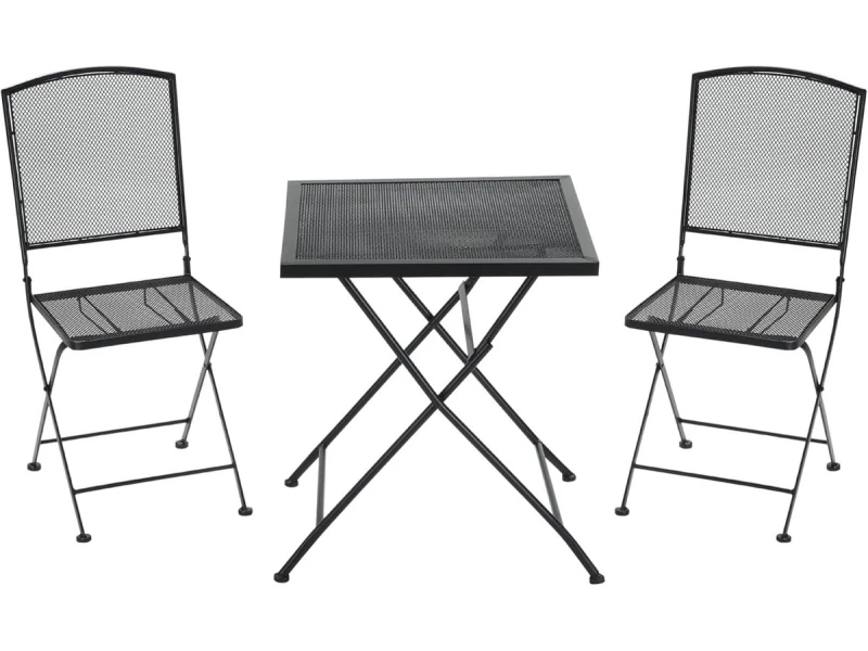 3-delige metalen bistroset met 2 klapstoelen en tafel voor balkon