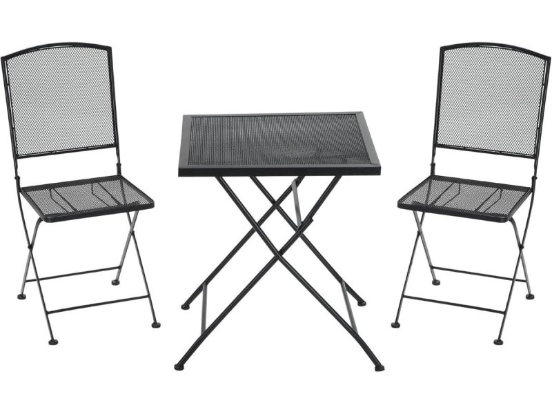 3-delige metalen bistroset met 2 klapstoelen en tafel voor balkon