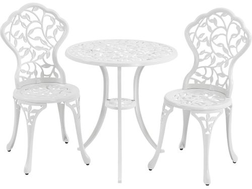 3-delige Metalen Bistroset voor Tuin en Balkon met Tafel en