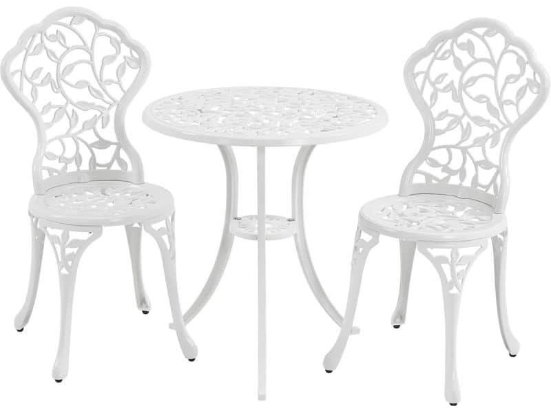 3-delige Metalen Bistroset voor Tuin en Balkon met Tafel en